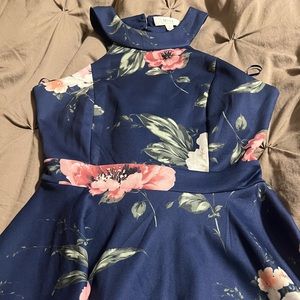 Blue dress open back